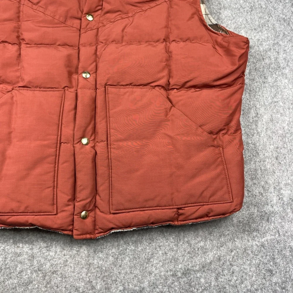 Vintage Walls Blizzard Pruf Down Puffer Vest Mens XL Brown Flannel Lined USA 80s